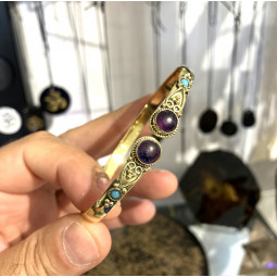 Bracelet Bronze Avec Améthyste