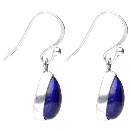Boucles d'Oreilles Gouttes en Lapis-Lazuli & Argent