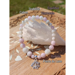 Bracelet Boules en Kunzite & Pierre de Lune