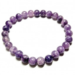 Bracelet Boules en Lépidolite Violette