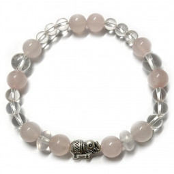 Bracelet Boules en Quartz Rose & Cristal de Roche