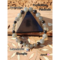 Bracelet Boules en Labradorite & Shungite
