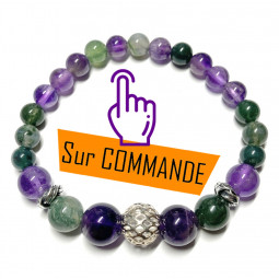 Bracelet Boules en Améthyste & Agate Mousse