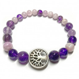 Bracelet Boules en Kunzite & Améthyste