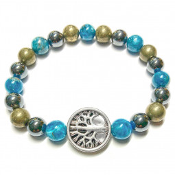 Bracelet Boules en Apatite Pyrite & Hématite