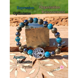 Bracelet Boules en Apatite Pyrite & Hématite