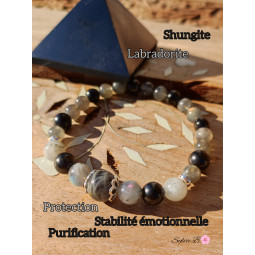 Bracelet Boules en Labradorite & Shungite