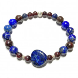 Bracelet Boules en Lapis Lazuli & Grenat