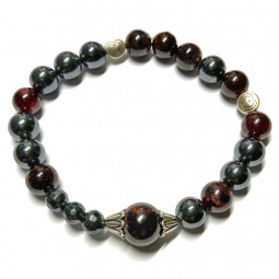 Bracelet Boules en Grenat & Hématite