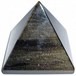 Pyramide en Obsidienne Dorée