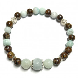 Bracelet Boules en Amazonite & Bronzite