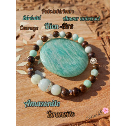 Bracelet Boules en Amazonite & Bronzite
