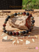 Bracelet  Boules Pyrite, Oeil de Taureau & Basalte