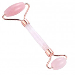 Double Rouleau de Massage en Quartz Rose