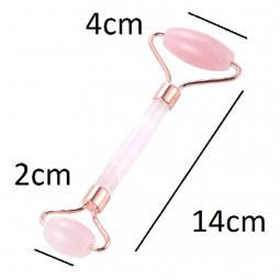 Double Rouleau de Massage en Quartz Rose