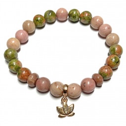 Bracelet Boules en Rhodonite & Unakite