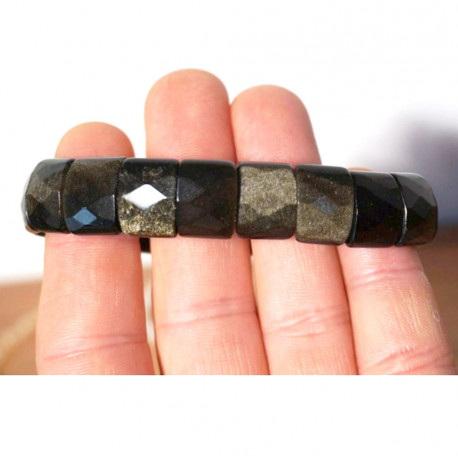 Bracelet Cabochons en Obsidienne Dorée
