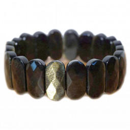 Bracelet Cabochons en Obsidienne Dorée