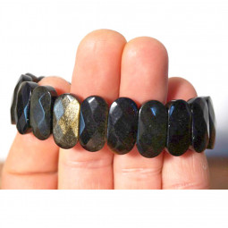 Bracelet Cabochons en Obsidienne Dorée