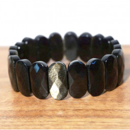 Bracelet Cabochons en Obsidienne Dorée