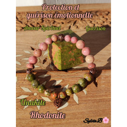 Bracelet Boules en Rhodonite & Unakite