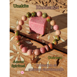 Bracelet Boules en Rhodonite & Unakite