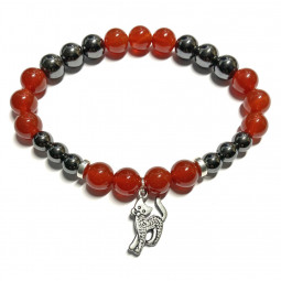 Bracelet Boules en Cornaline & Hématite