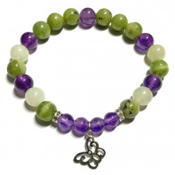 Bracelet  Boules en Jade Néphrite , Jade  de Chine & Améthyste