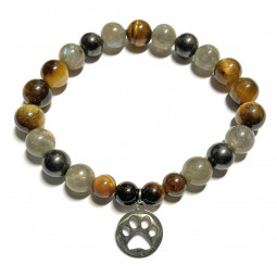 Bracelet Boules en Labradorite, Oeil de Tigre & Shungite