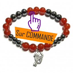 Bracelet Boules en Cornaline & Hématite