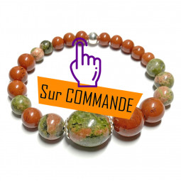 Bracelet boules en Jaspe Rouge & Unakite