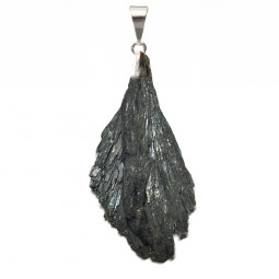 Pendentif en Cyanite Noire Brute