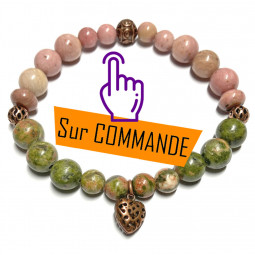 Bracelet Boules en Rhodonite & Unakite