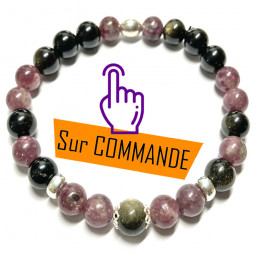 Bracelet en Obsidienne Dorée & Lépidolite