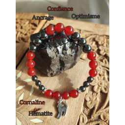 Bracelet Boules en Cornaline & Hématite