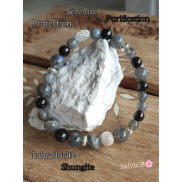 Bracelet Boules en Labradorite & Shungite
