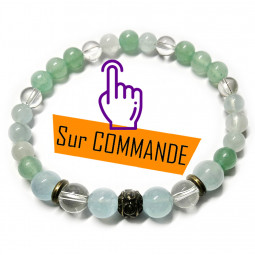 Bracelet Boules en Aventurine Verte, Aigue Marine & Cristal de Roche