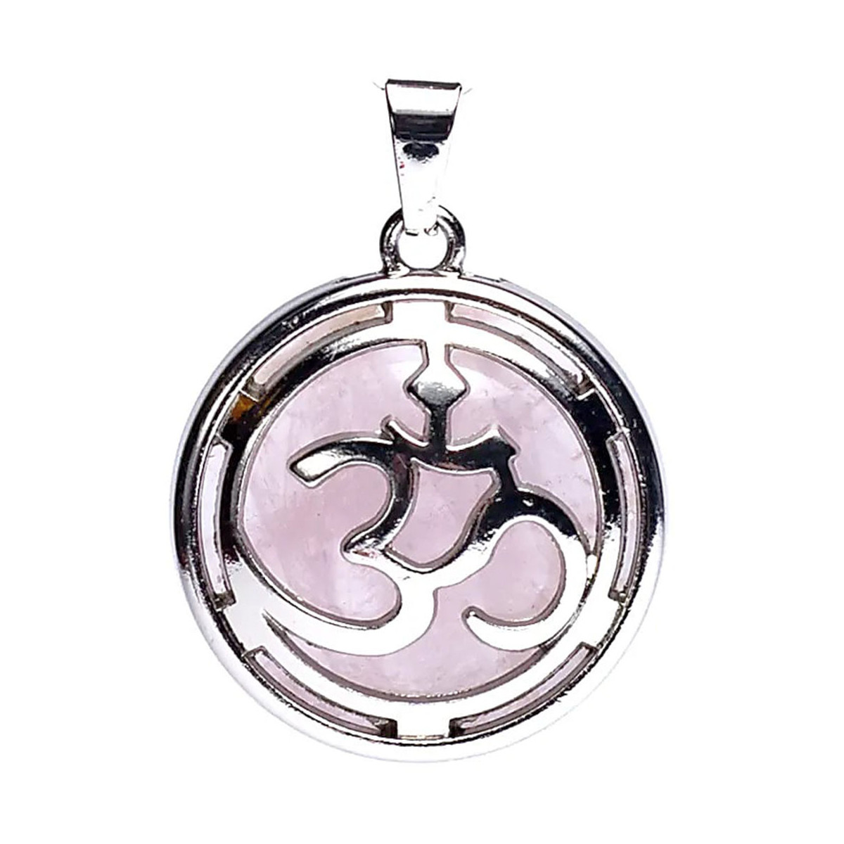 Pendentif Om Avec Quartz Rose