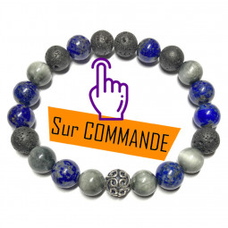 Bracelet Boules en Lapis Lazuli, Oeil de Chat & Basalte