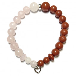 Bracelet Boules en Jaspe Rouge & Quartz Rose