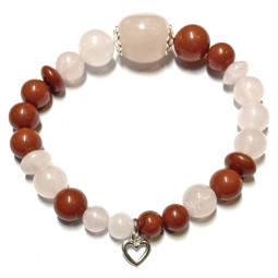 Bracelet Boules en Jaspe Rouge & Quartz Rose