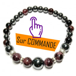 Bracelet  Boules en Grenat & Hématite