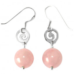 Boucles d'Oreilles Quartz Rose & Symbole Argent