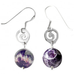 Boucles d'Oreilles Améthyste & Symbole Argent