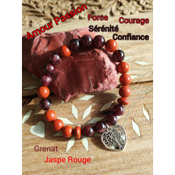 Bracelet boules de Jaspe Rouge & Grenat
