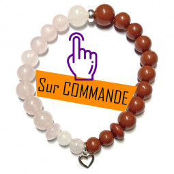 Bracelet Boules en Jaspe Rouge & Quartz Rose