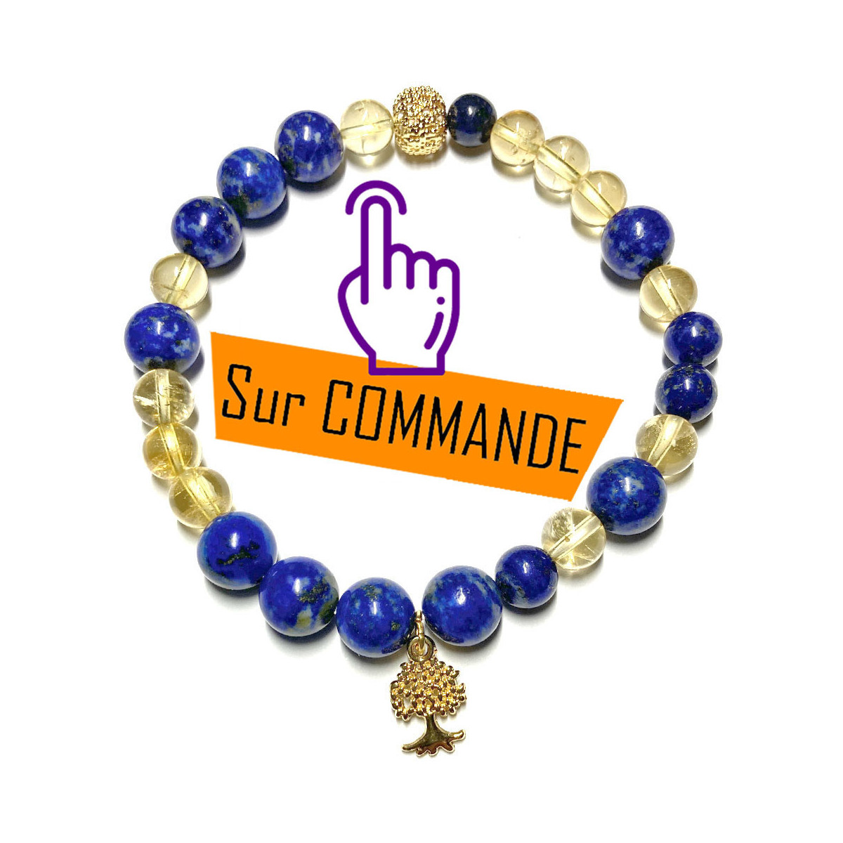 Bracelet boules Lapis Lazuli et Citrine - Vibrations Cristallines