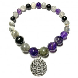 Bracelet en Labradorite, Shungite & Améthyste