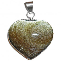 Pendentif Coeur en Obsidienne Dorée