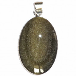 Pendentif Ovale en Obsidienne Dorée